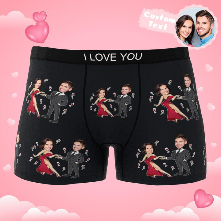 Custom Face Boxer Briefs Dancing Couple Men's Underwear AR View
