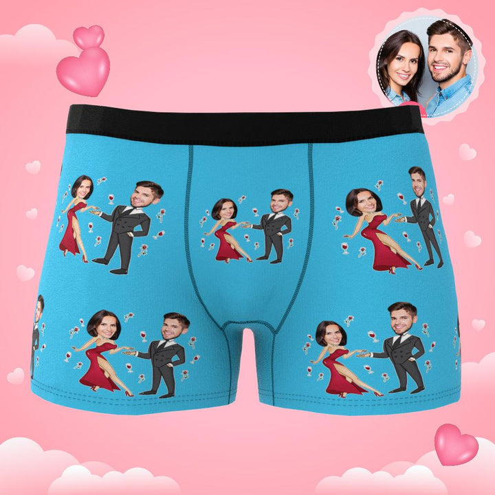 Custom Face Boxer Briefs Dancing Couple Men's Underwear AR View