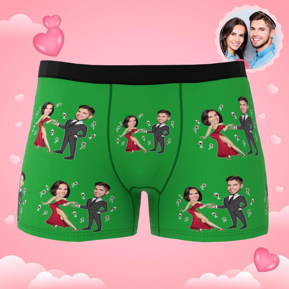 Custom Face Boxer Briefs Dancing Couple Men's Underwear AR View