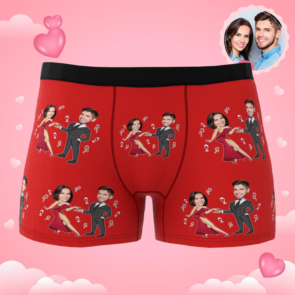 Custom Face Boxer Briefs Dancing Couple Men's Underwear AR View