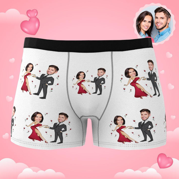 Custom Face Boxer Briefs Dancing Couple Men's Underwear AR View