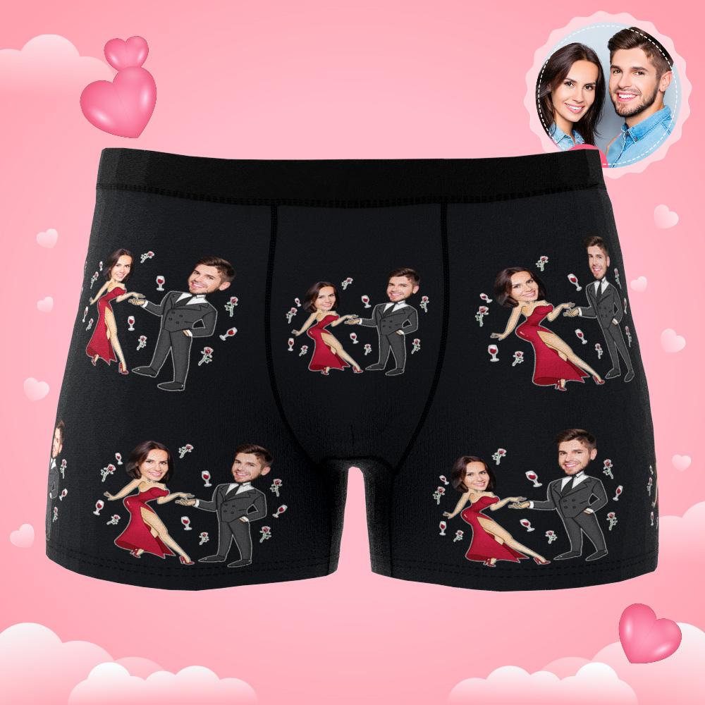 Custom Face Boxer Briefs Dancing Couple Men's Underwear AR View