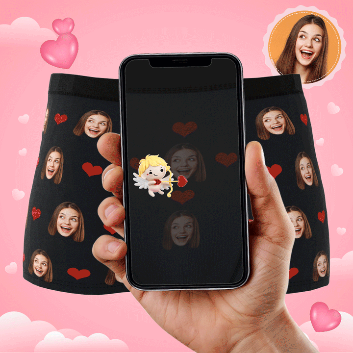 Custom Photo Boxer Men's, Heart Face Underwear - Men