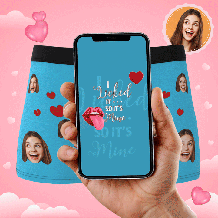 Custom Photo Boxer, Funny Face Boxer It's Mine AR View with Package