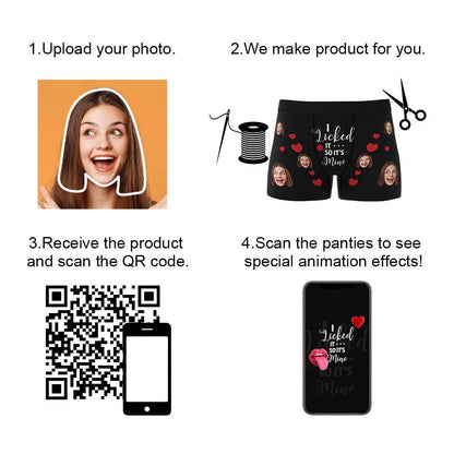 Custom Photo Boxer, Funny Face Boxer It's Mine AR View with Package