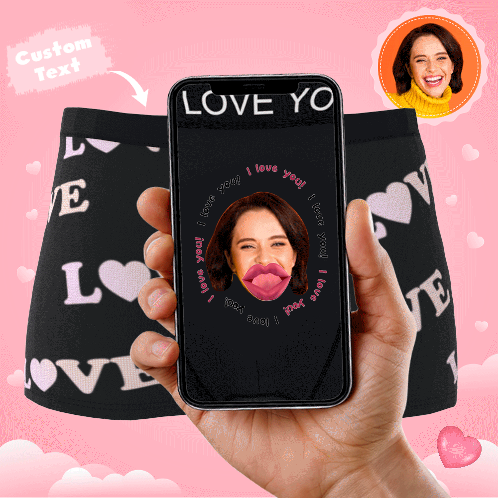 Custom Photo Boxer Kiss Underwear Men's Underwear Gift For Boyfriend AR View