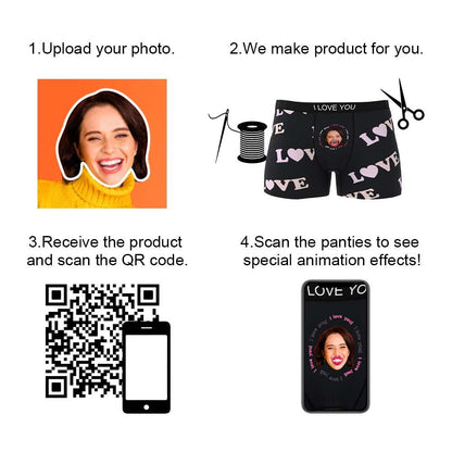 Custom Photo Boxer Kiss Underwear Men's Underwear Gift For Boyfriend AR View
