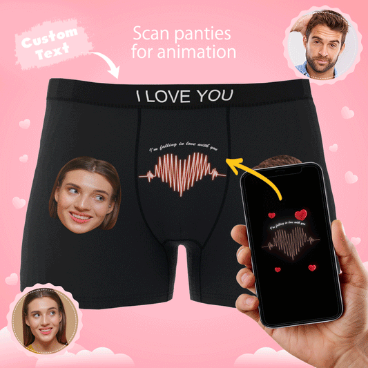 Custom Photo Boxer Electrocardiogram Underwear Men's Underwear Gift For Boyfriend AR View