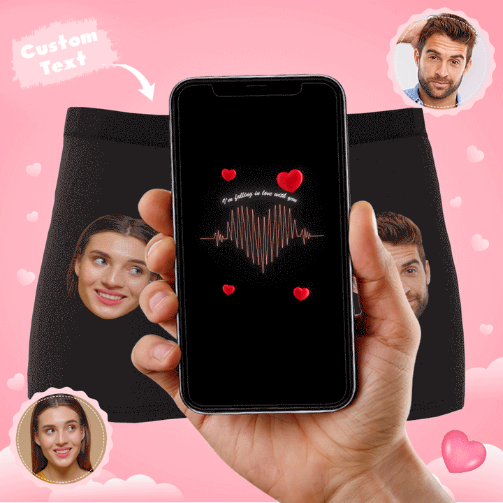 Custom Photo Boxer Electrocardiogram Underwear Men's Underwear Gift For Boyfriend AR View