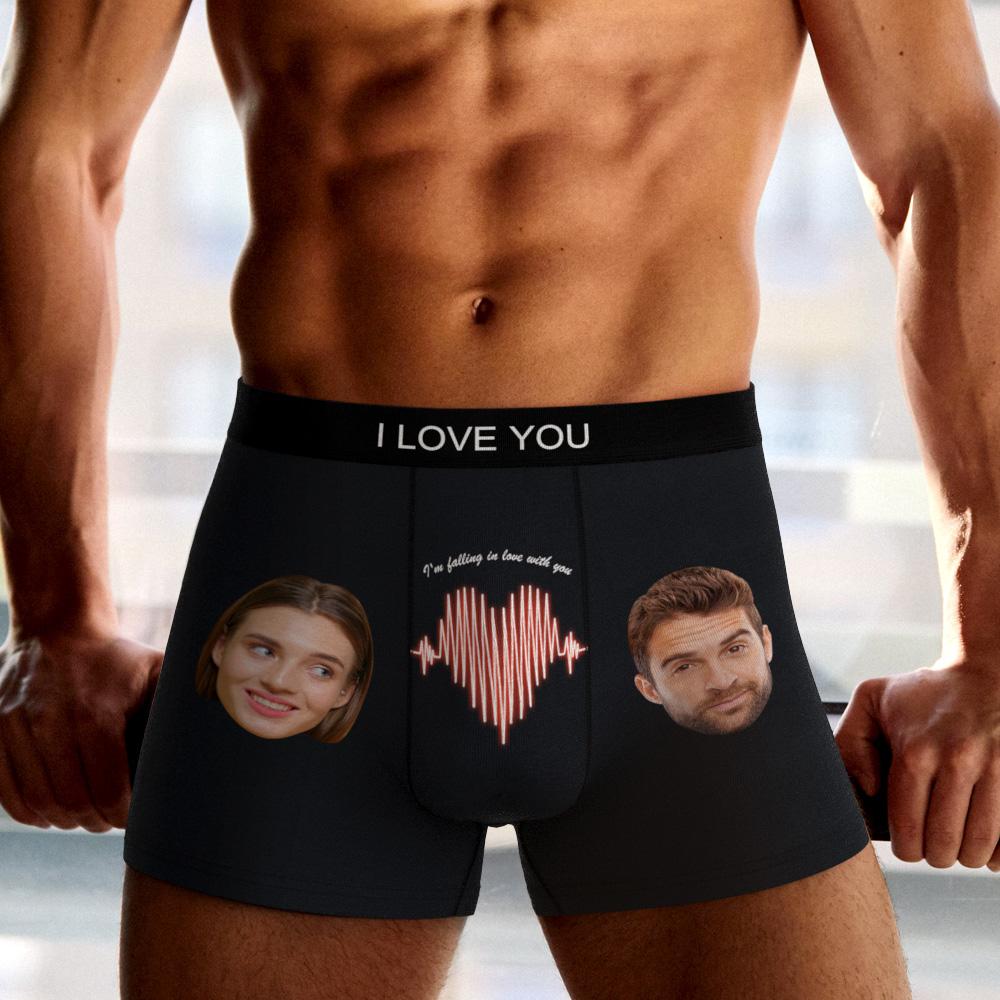 Custom Photo Boxer Electrocardiogram Underwear Men's Underwear Gift For Boyfriend AR View