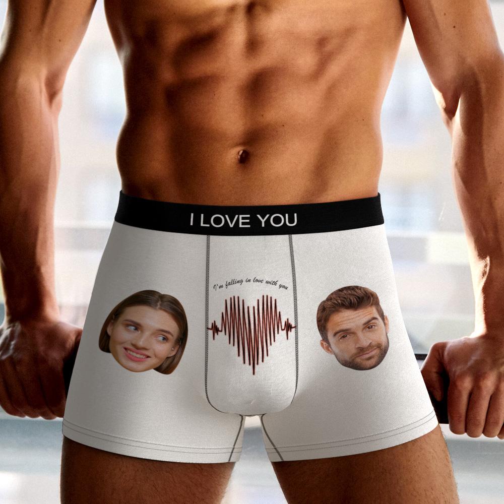 Custom Photo Boxer Electrocardiogram Underwear Men's Underwear Gift For Boyfriend AR View