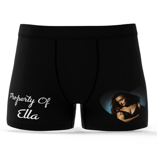 Custom Face Photo Engraving Underwear Set Love Heart Boxer Shorts Valentine's Day