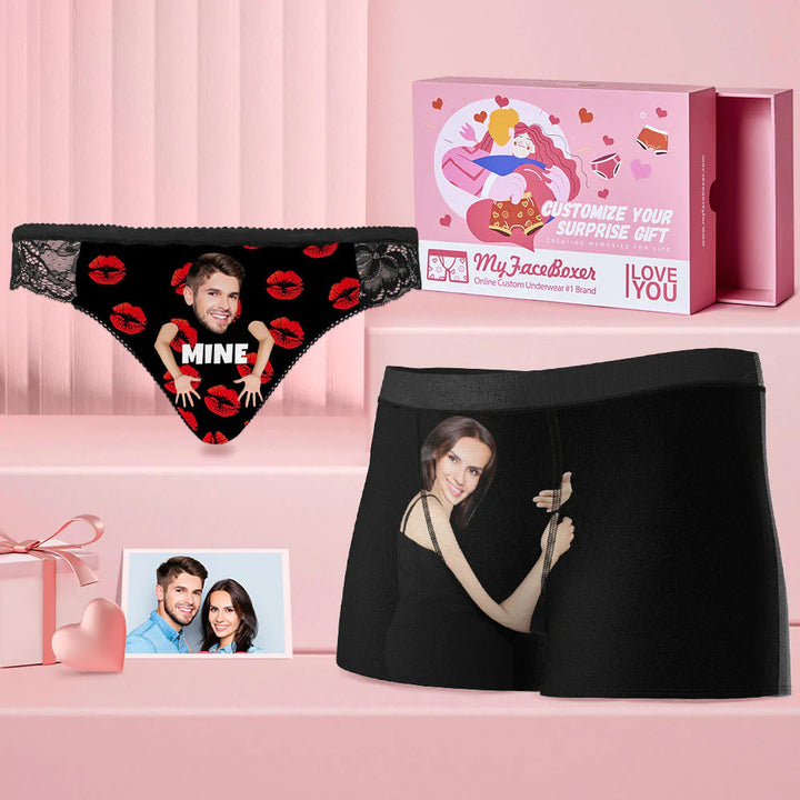 Custom Face Matching Underwear for Couples You are Mine Valentine's Day Gift for Lovers