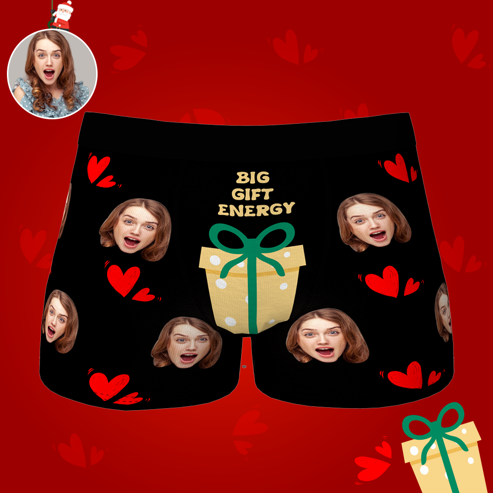 Custom Face Christmas Boxer Funny Big Gift Energy Underwear