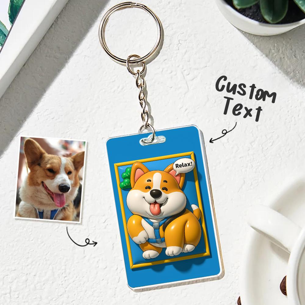 Custom Photo 3D Inflated Effect Pet Photo Keychain Gift for Pet Lover