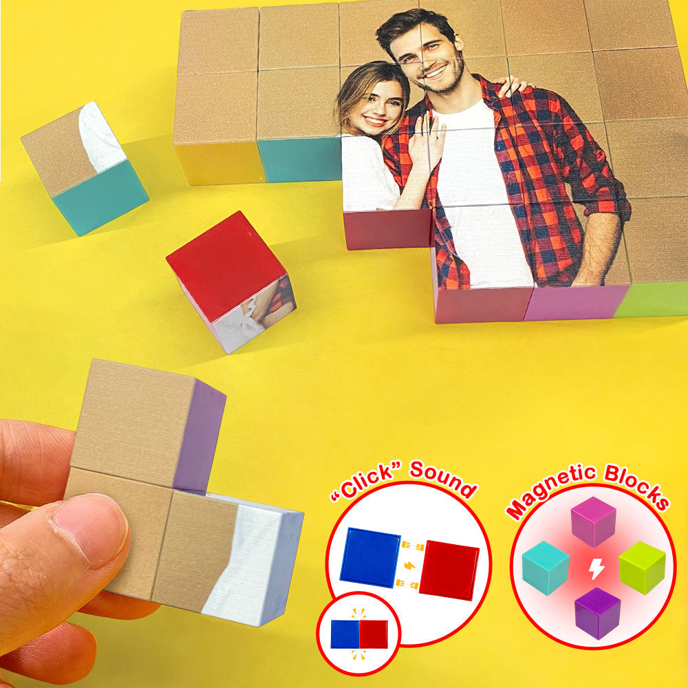 Custom Photo Magnetic Building Blocks Magnet Construction Cube Toys for Kids and Adults