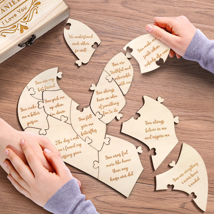 Personalized Wooden Puzzle with Box Reasons Why I Love You Unique Gift for Lover