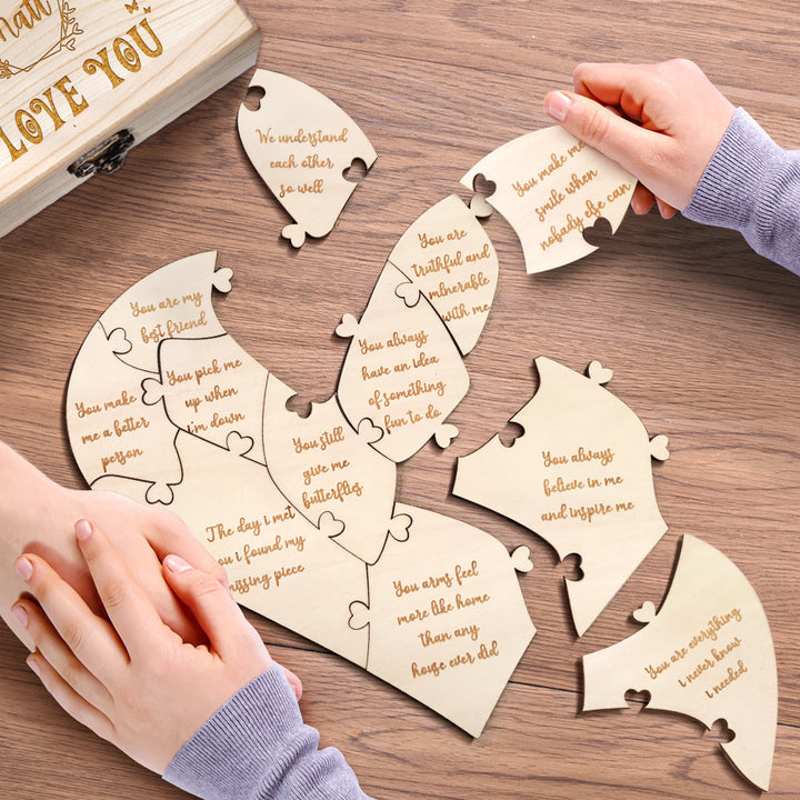Personalized Wooden Puzzle with Box Reasons Why I Love You Unique Gift for Lover