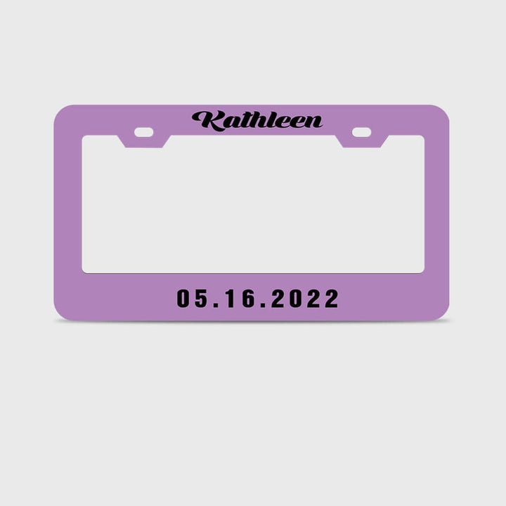 Pair of Universal Custom License Plate Frames Custom Name and Date License Plate Frames