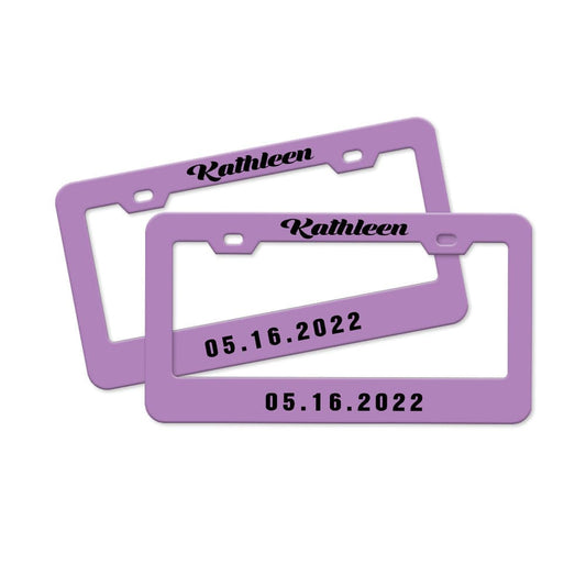 Pair of Universal Custom License Plate Frames Custom Name and Date License Plate Frames