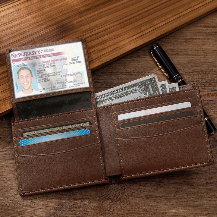 Custom Engraved Billfold Anti-Theft Brush RFID Protected Wallet for Men