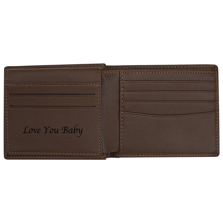 Custom Engraved Billfold Anti-Theft Brush RFID Protected Wallet for Men