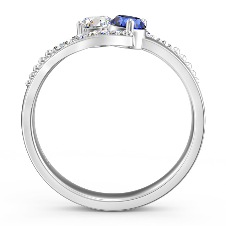 Personalized Two Birthstones Engraved Promise Ring 925 Sterling Silver