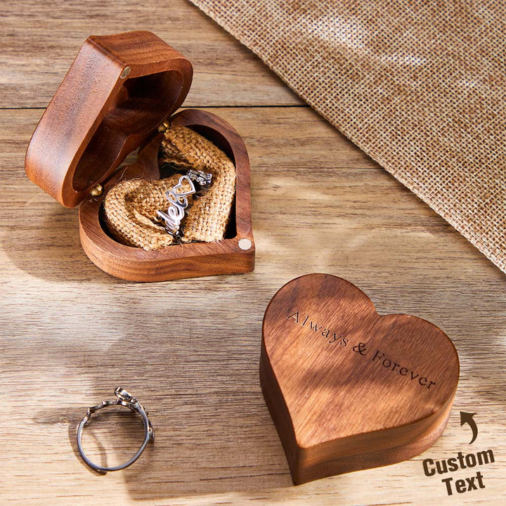Wedding Engraved Ring Box Personalized Heart-Shaped Proposal Ring Box