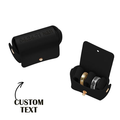 Personalized Leather Wedding Ring Pouch Custom Engraved Double Rings Box