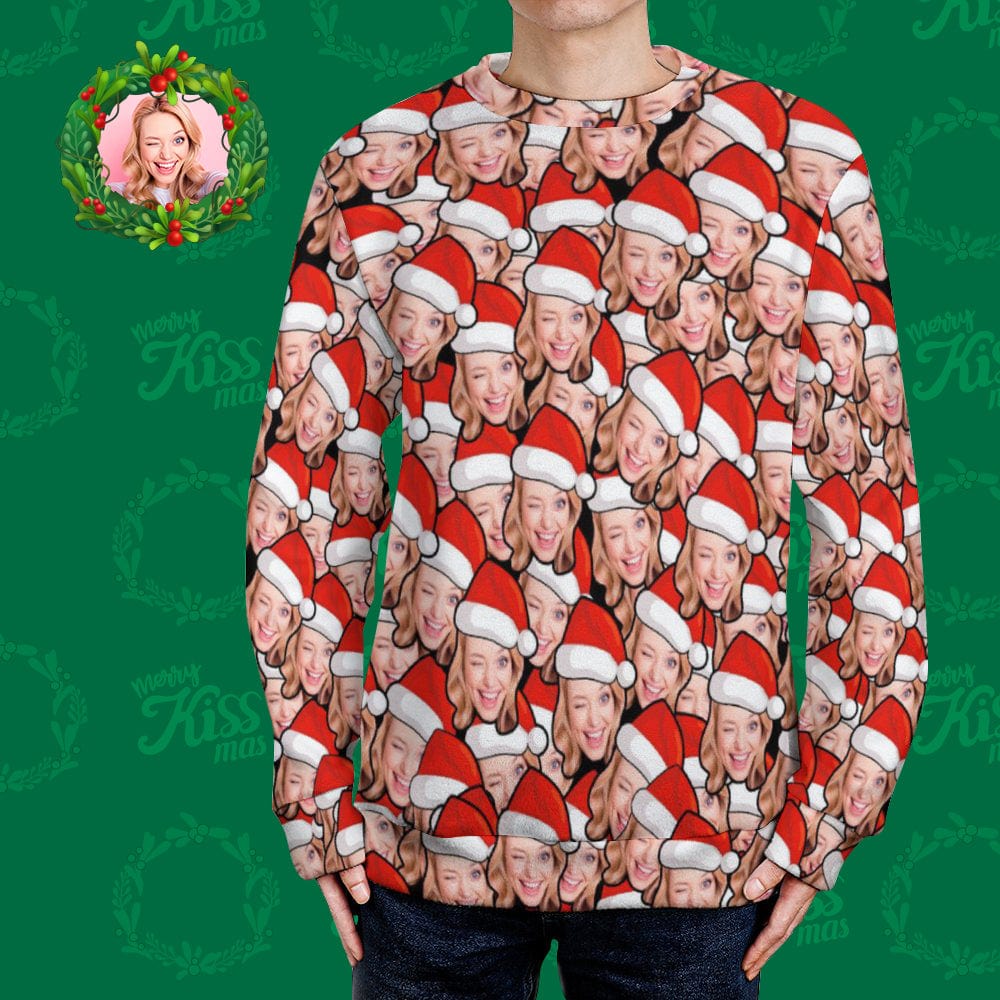 Custom Face Ugly Christmas Sweater Personalized Christmas Hat Sweater For Christmas