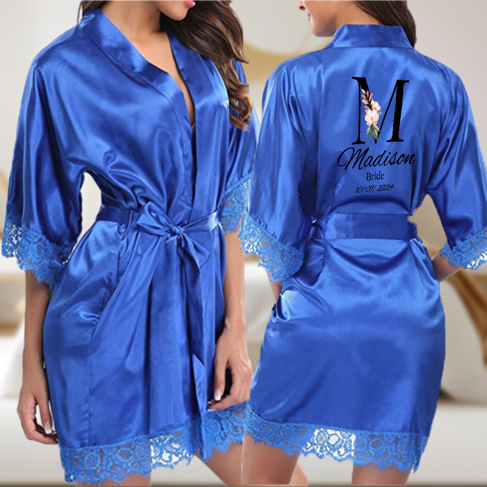Personalized Bridesmaid Bride Robe Floral Bridal Robe Gift for Bridesmaid Bride