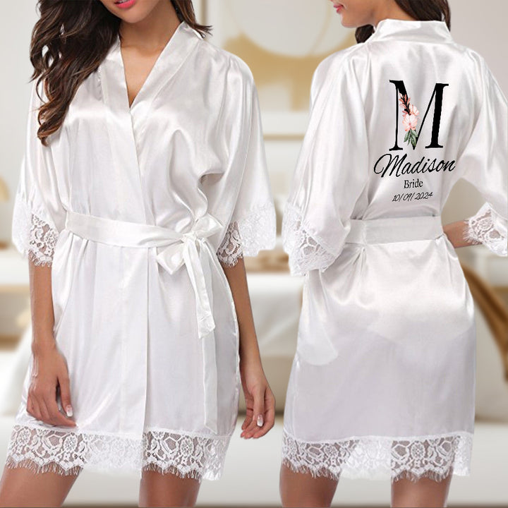 Personalized Bridesmaid Bride Robe Floral Bridal Robe Gift for Bridesmaid Bride