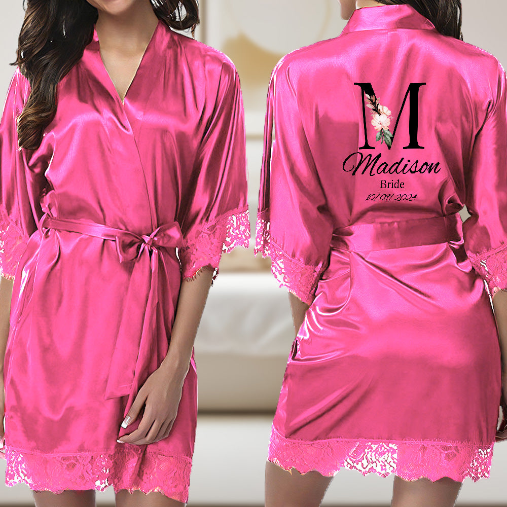 Personalized Bridesmaid Bride Robe Floral Bridal Robe Gift for Bridesmaid Bride