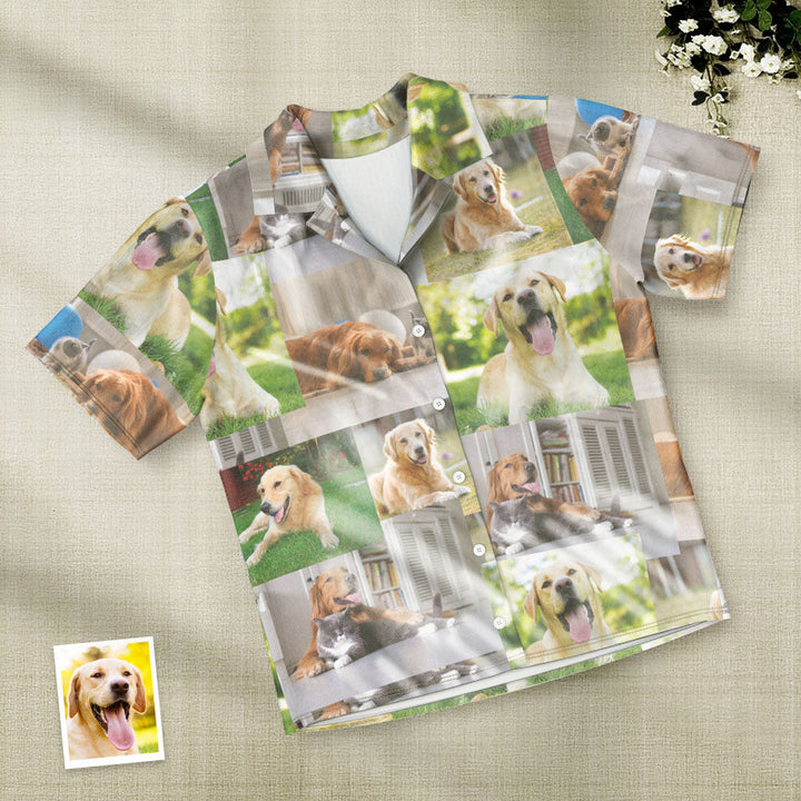 Custom Photo Pajama Shorts Personalized Short Sleeve Pajamas with 5 Photos Summer Pajama Gifts