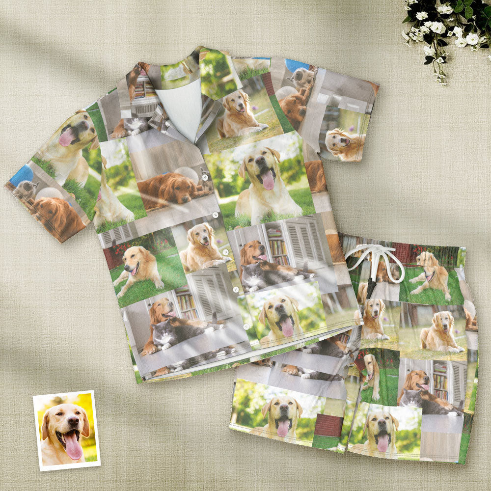 Custom Photo Pajama Shorts Personalized Short Sleeve Pajamas with 5 Photos Summer Pajama Gifts