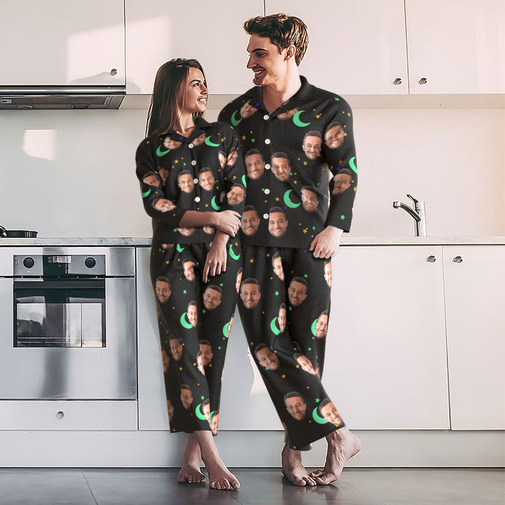 Custom Photo Face Pajama Personalized Starry Sky Style Gifts