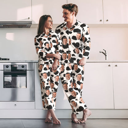 Custom Photo Face Pajama Cow Texture Funny Gifts