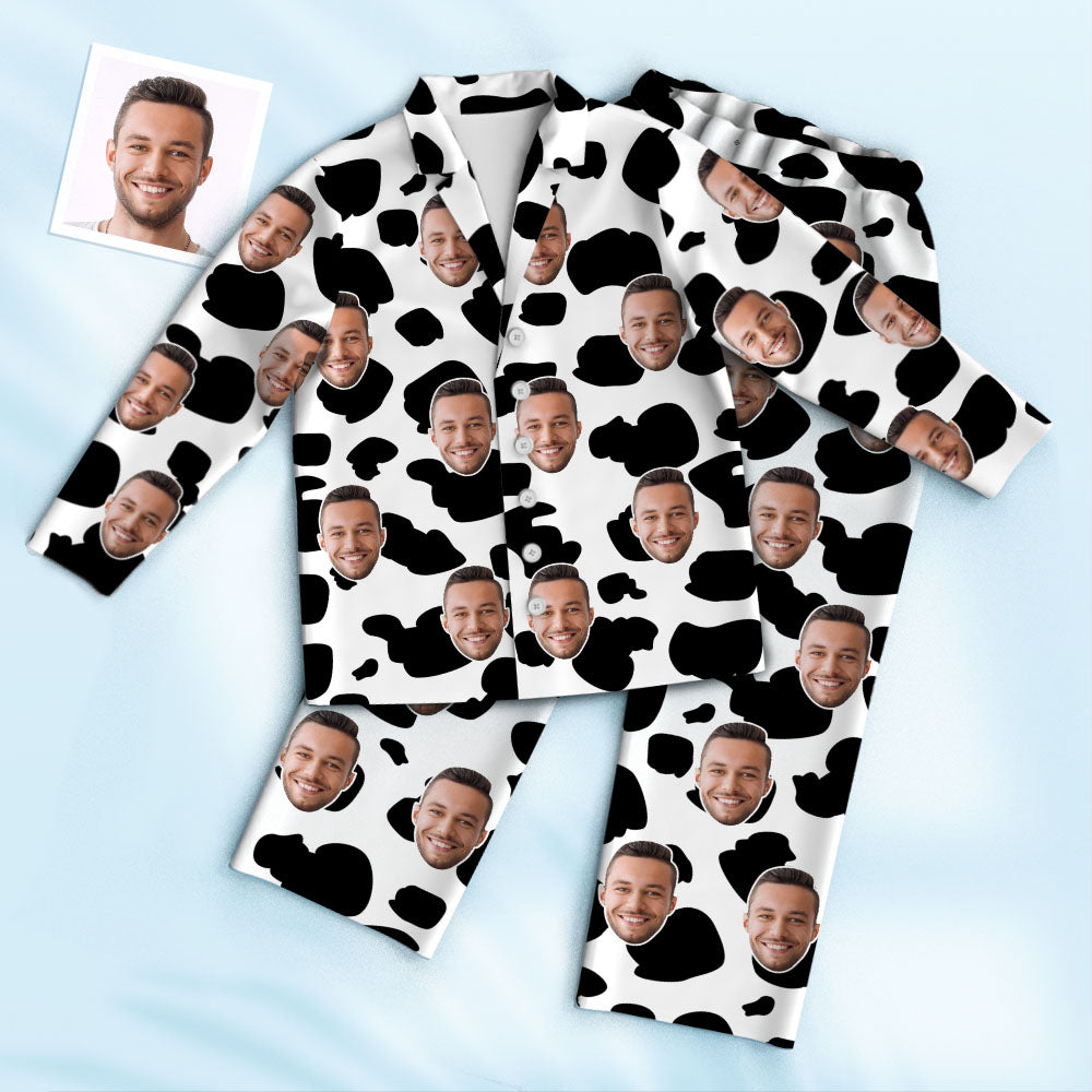 Custom Photo Face Pajama Cow Texture Funny Gifts