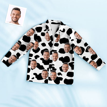 Custom Photo Face Pajama Cow Texture Funny Gifts