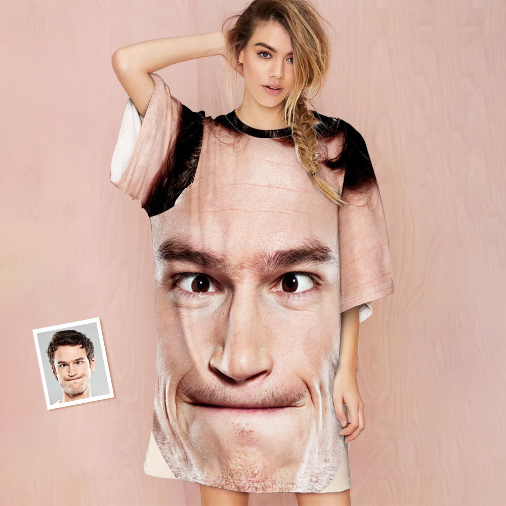 Custom Photo Face Nightdress Creative Spoof Man Face Funny Gifts