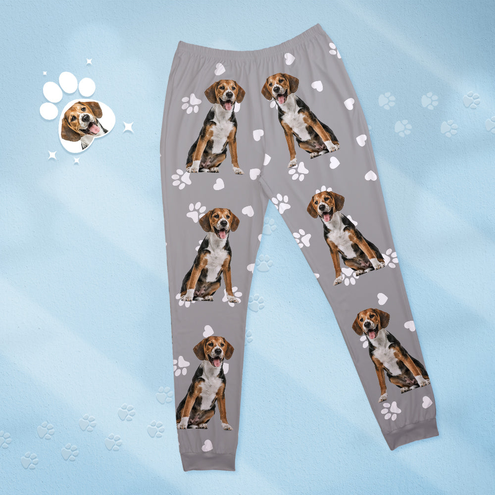 Custom Pet Photo Name Pajamas Personalised Round Neck Dog Cat Lover Pajamas Gift For Women
