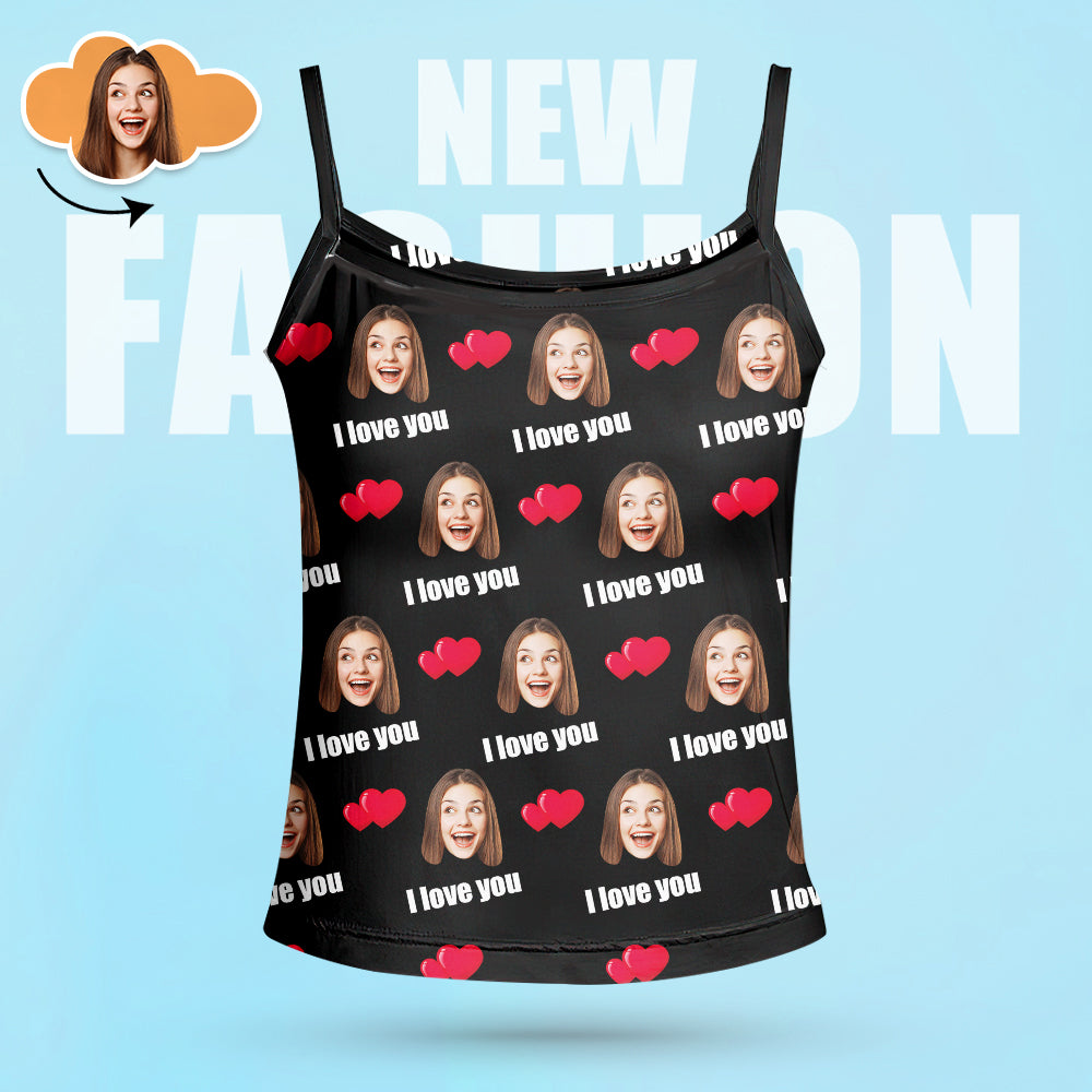 Custom Sleepwear Set With Face Customized Photo Pajamas Gifts for Her Heart & I love you