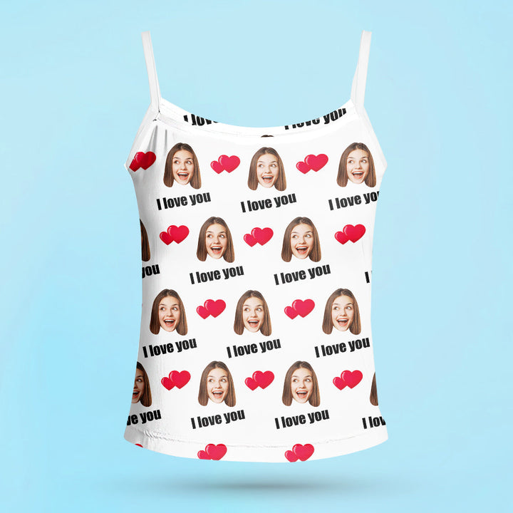 Custom Sleepwear Set With Face Customized Photo Pajamas Gifts for Her Heart & I love you