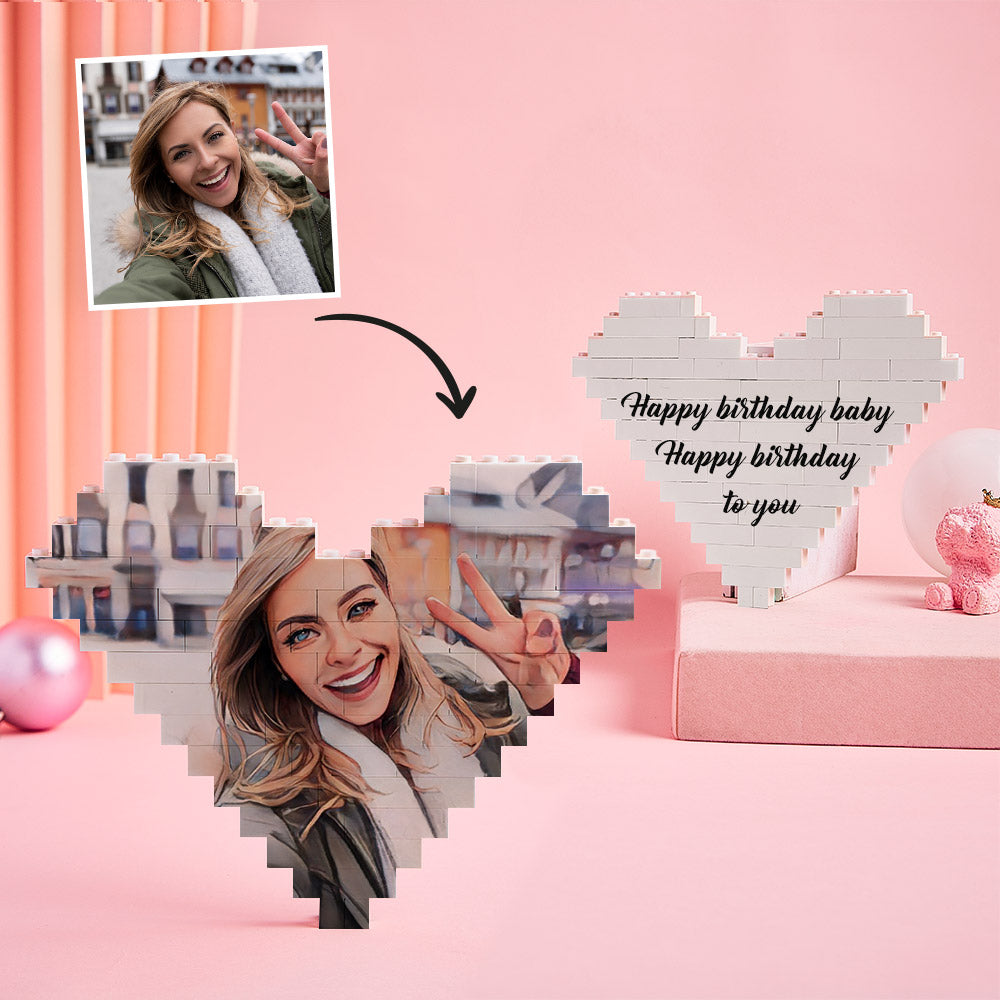 Custom Building Block Puzzle Personalized Cartoon Photo Brick Heart Toy Christmas Gifts