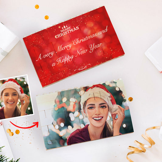 Custom Building Block Puzzle Personalized Cartoon Photo Brick Horizontal Toy Christmas Gifts