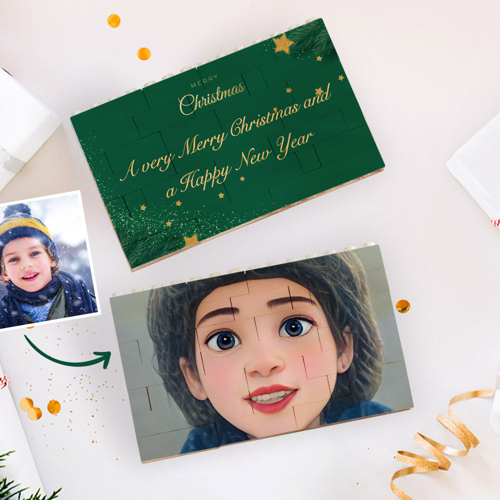 Custom Building Block Puzzle Personalized Cartoon Avatar Brick Horizontal Toy Christmas Gifts