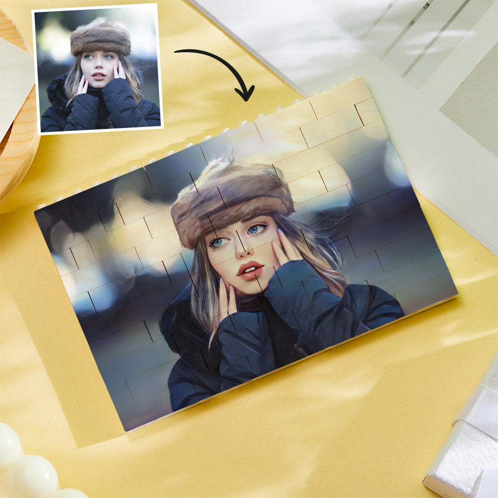 Custom Building Block Puzzle Personalized Cartoon Photo Brick Horizontal Toy Christmas Gifts