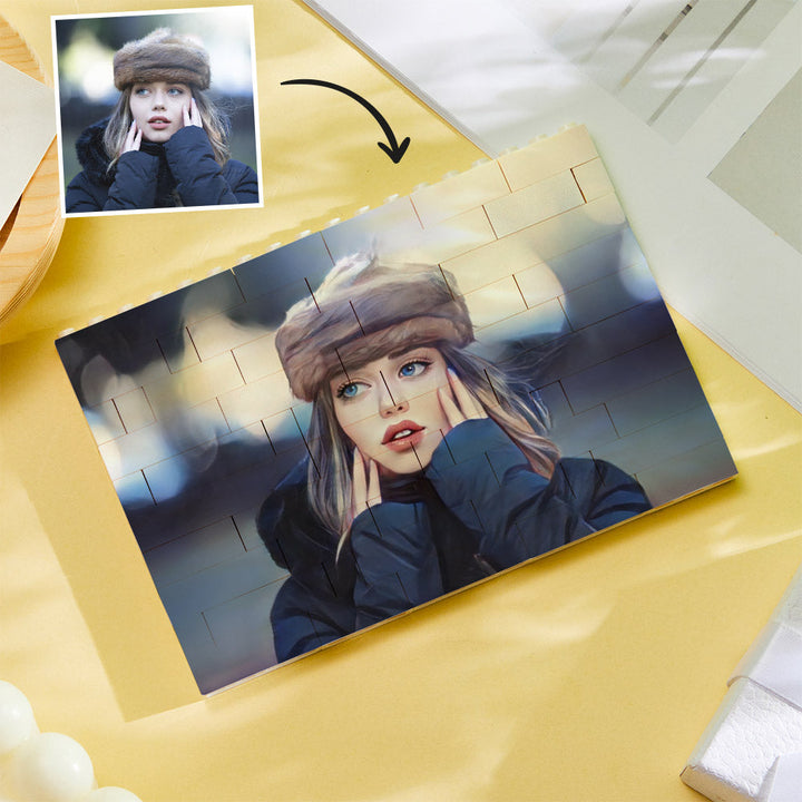 Custom Building Block Puzzle Personalized Cartoon Photo Brick Horizontal Toy Christmas Gifts