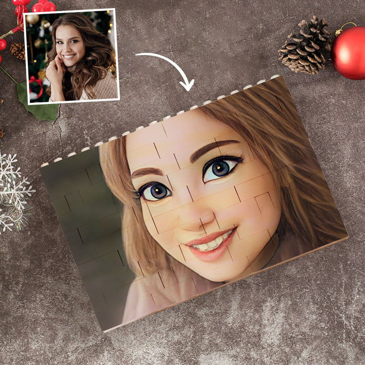 Custom Building Block Puzzle Personalized Cartoon Avatar Brick Horizontal Toy Christmas Gifts