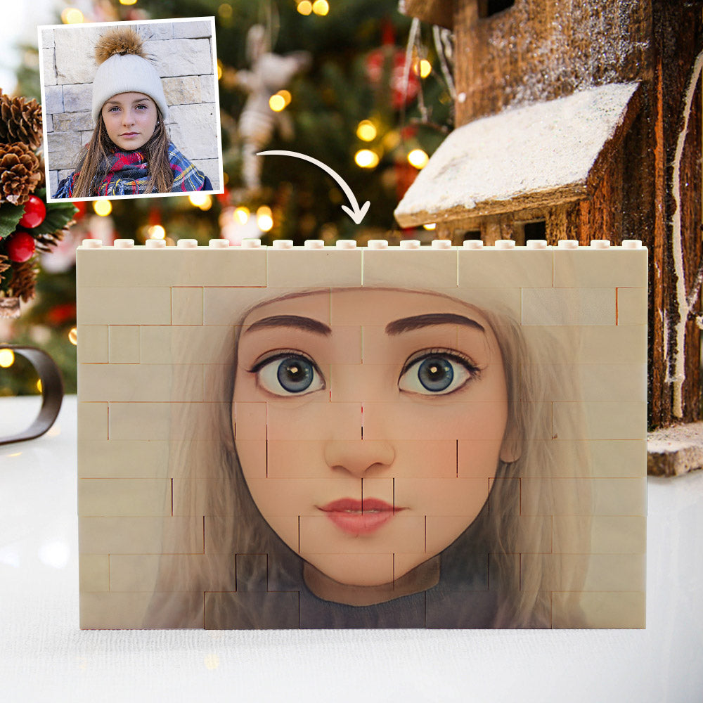 Custom Building Block Puzzle Personalized Cartoon Avatar Brick Horizontal Toy Christmas Gifts